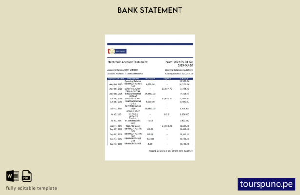 listo para imprimir Plantilla de Word   estado de cuenta electrónico del banco i